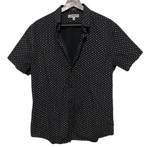 Express Button Up All Over Print Symbols Logo  Signs Smart Casual Men’s Medium